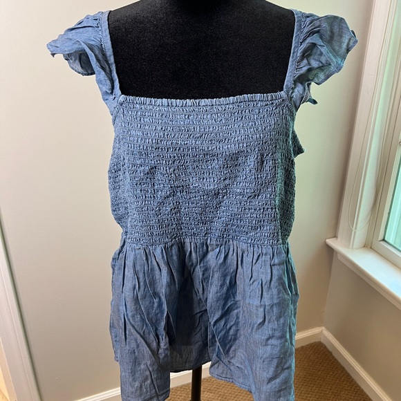 NWT LOFT denim flutter sleeved top XL - Picture 3 of 7
